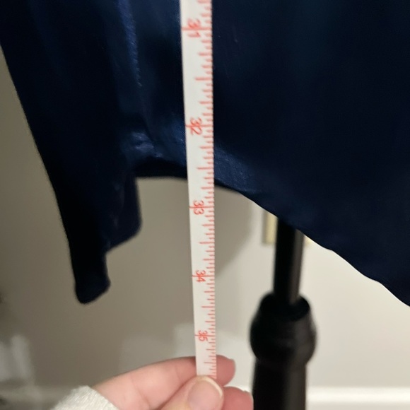 Elegant Navy Blue Satin Nightgown - Picture 3 of 6